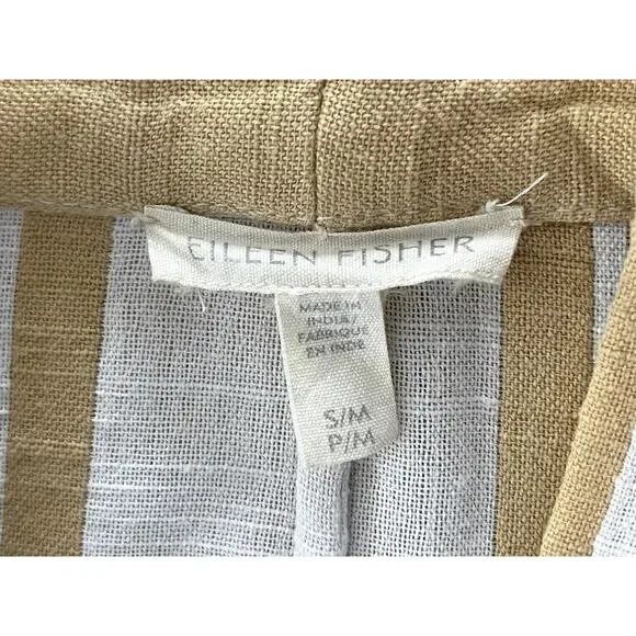 Eileen Fisher Sz S/M Striped Kimono Jacket Organic Cotton Lagenlook Boho Casual - Picture 10 of 12